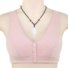 Button Front Lace Trim Soft Cotton Tank Bra