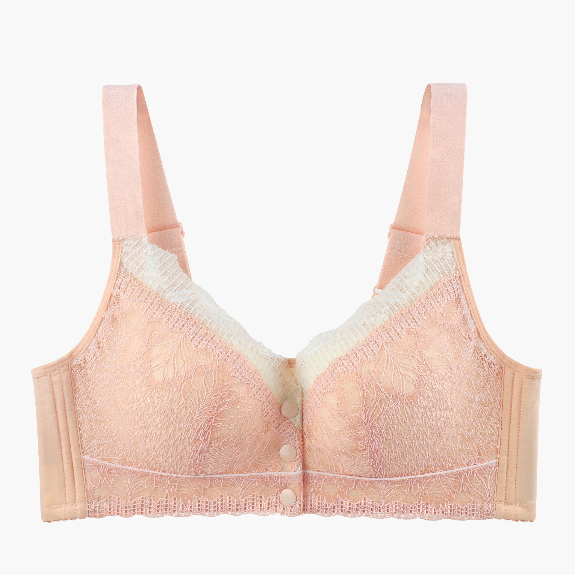 Lace Front Button Adjustable Straps Bra