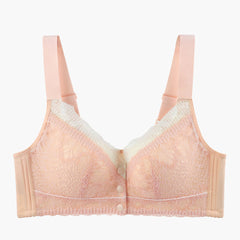 Lace Front Button Adjustable Straps Bra