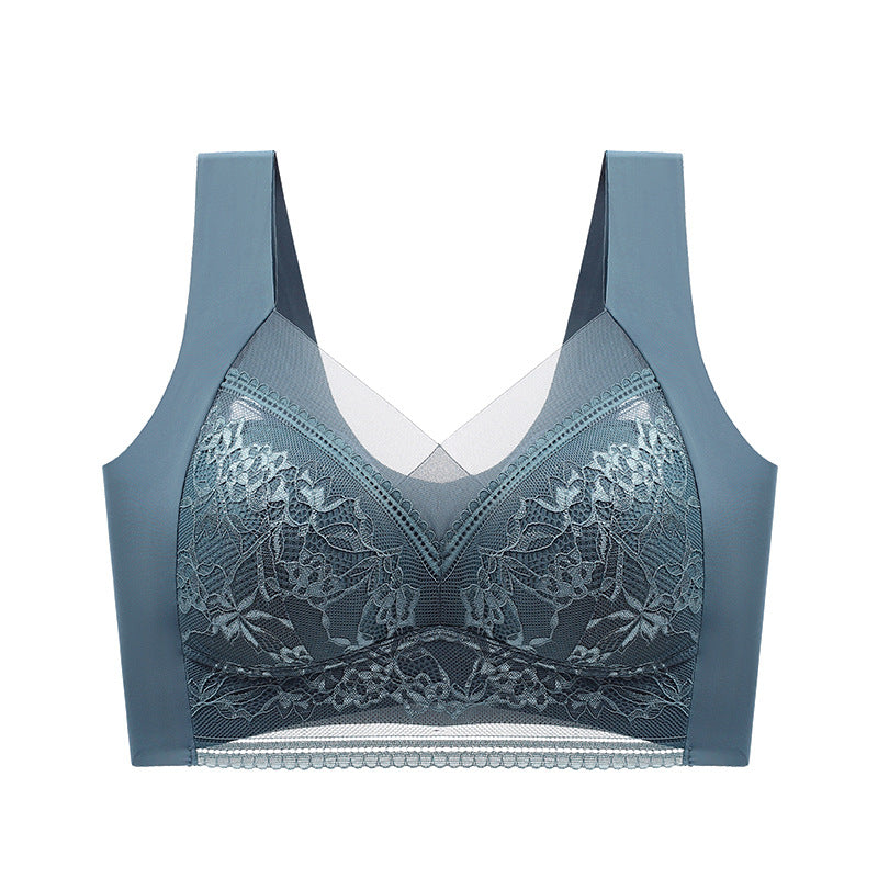 New lace wrap chest gather no steel ring bra