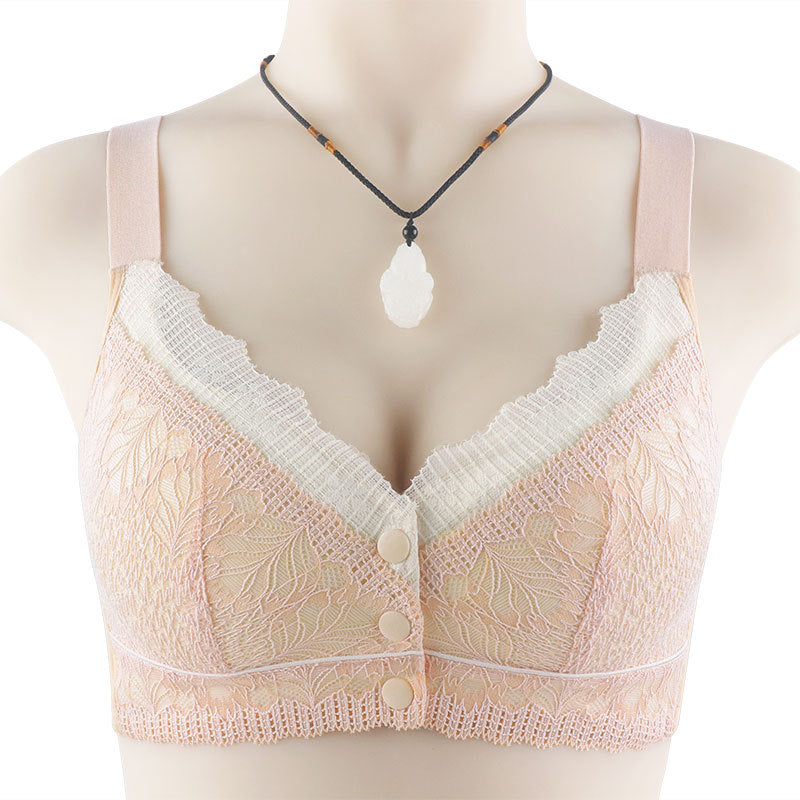 Lace Front Button Adjustable Straps Bra