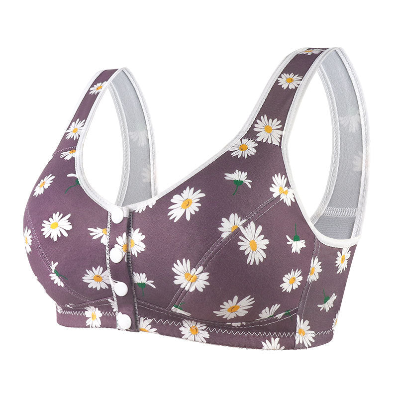 wide shoulder strap front button printed underwear