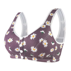 wide shoulder strap front button printed underwear