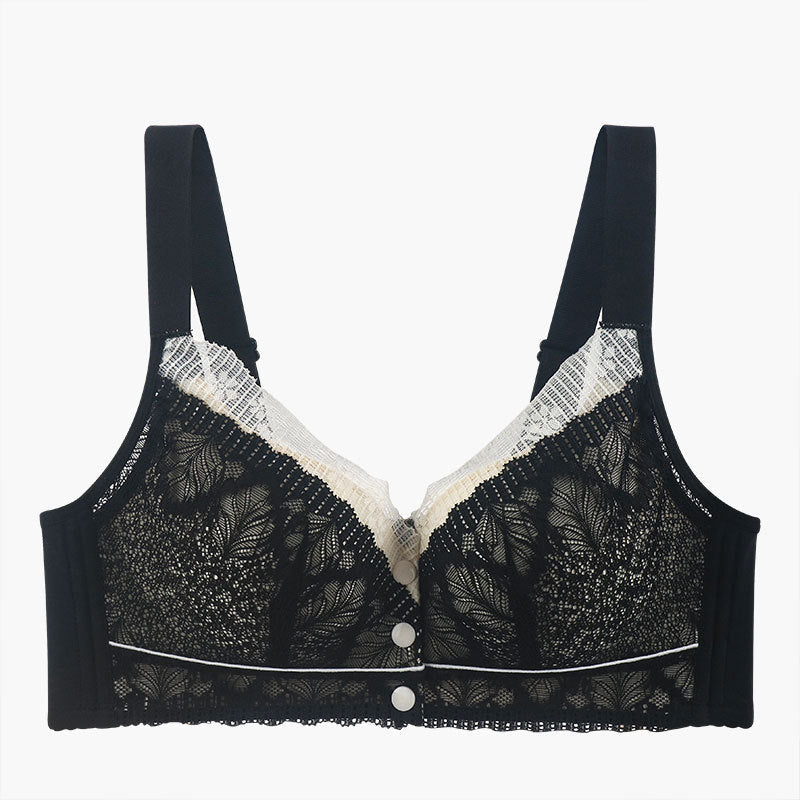 Lace Front Button Adjustable Straps Bra