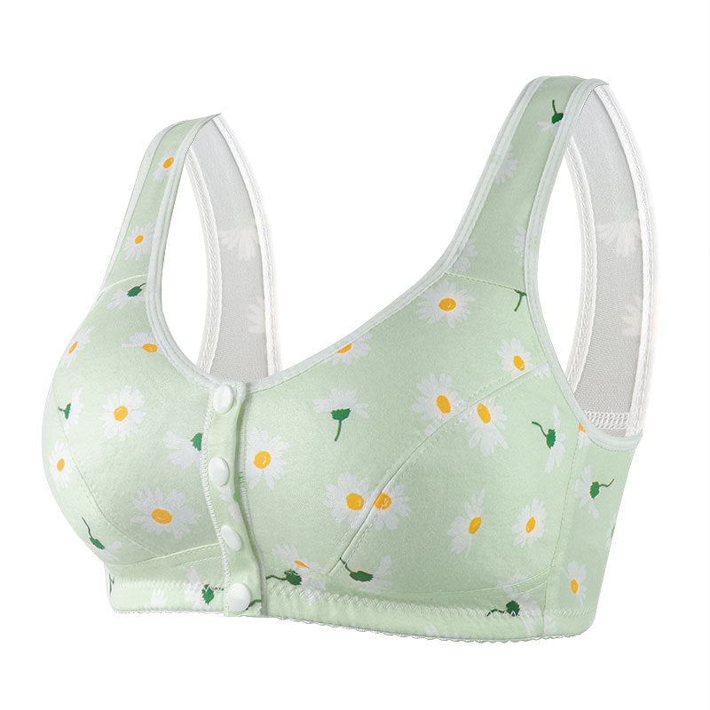 wide shoulder strap front button printed underwear