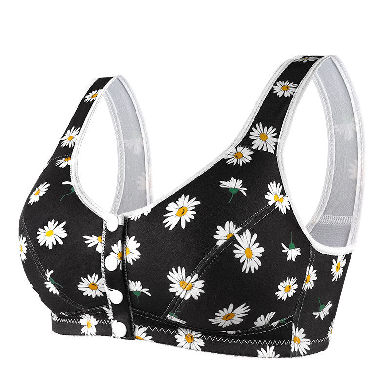 wide shoulder strap front button printed underwear