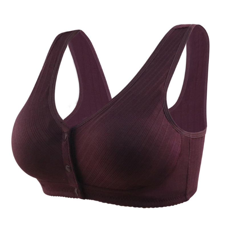 wire-free front button tank top bra