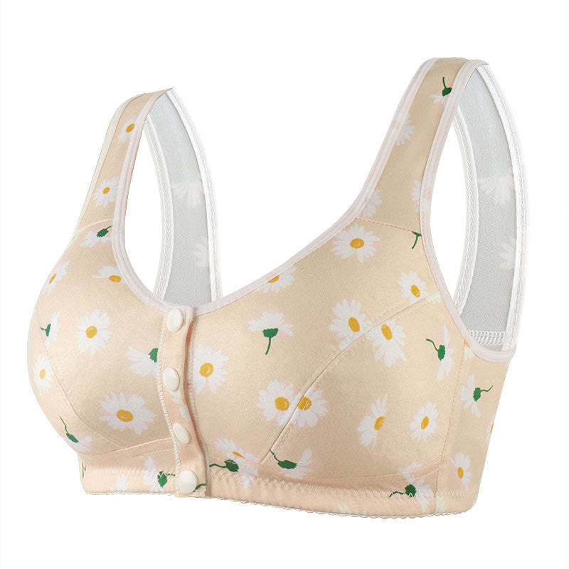 wide shoulder strap front button printed underwear