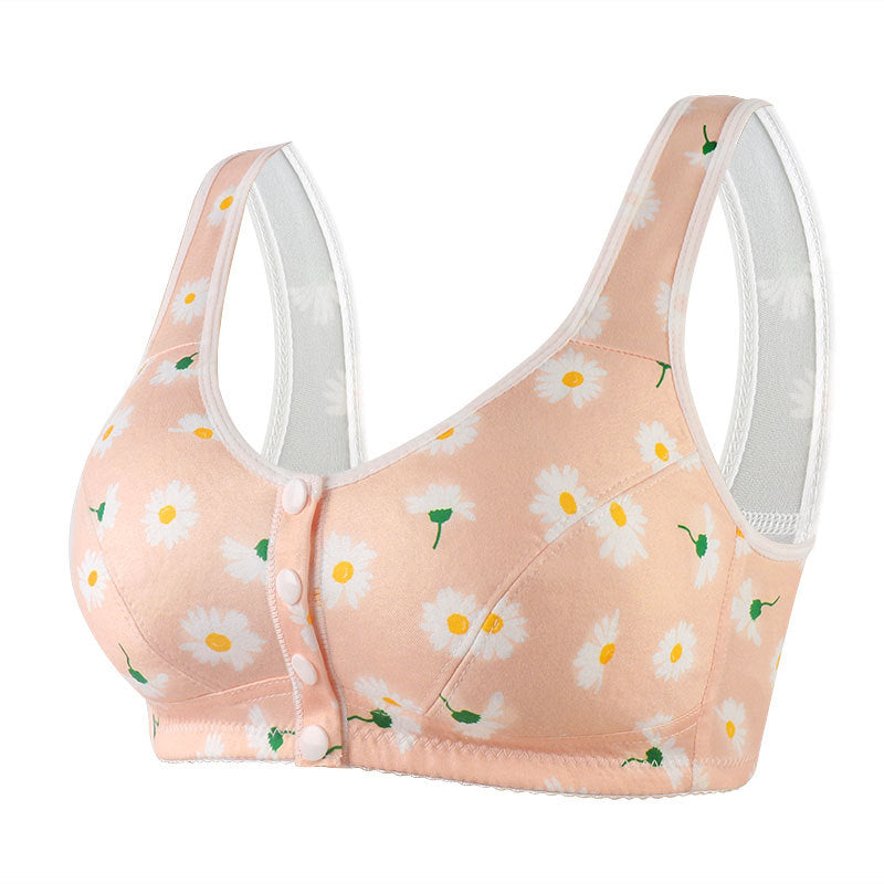 wide shoulder strap front button printed underwear