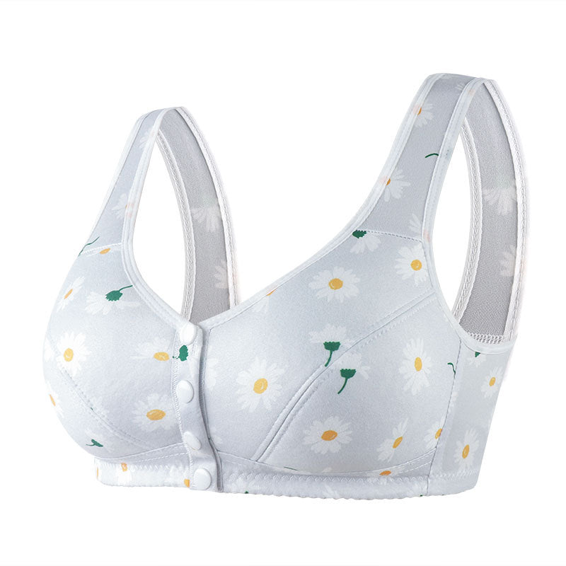 wide shoulder strap front button printed underwear