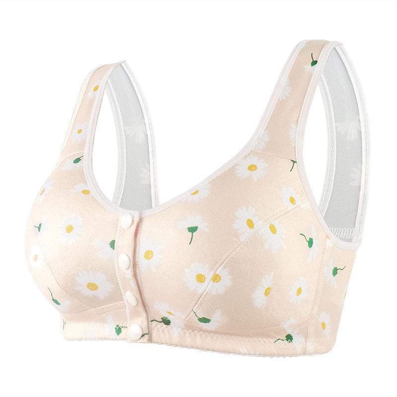 wide shoulder strap front button printed underwear