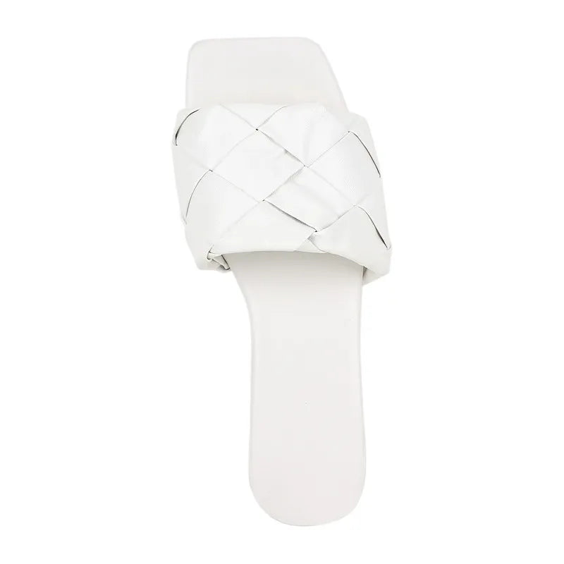 Peep Toe Slip-On Flat Sandals