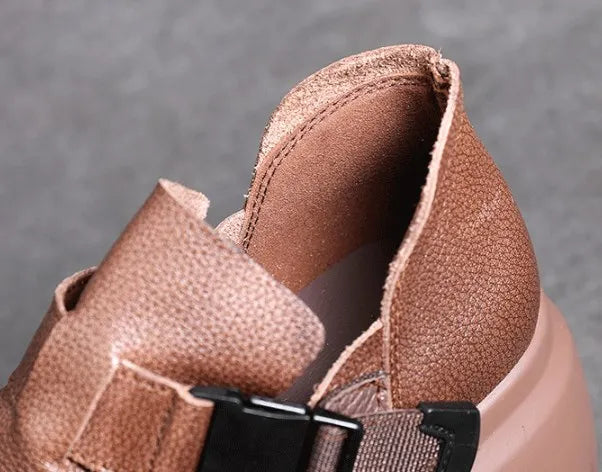 Round Toe Ethnic Leather Loafers