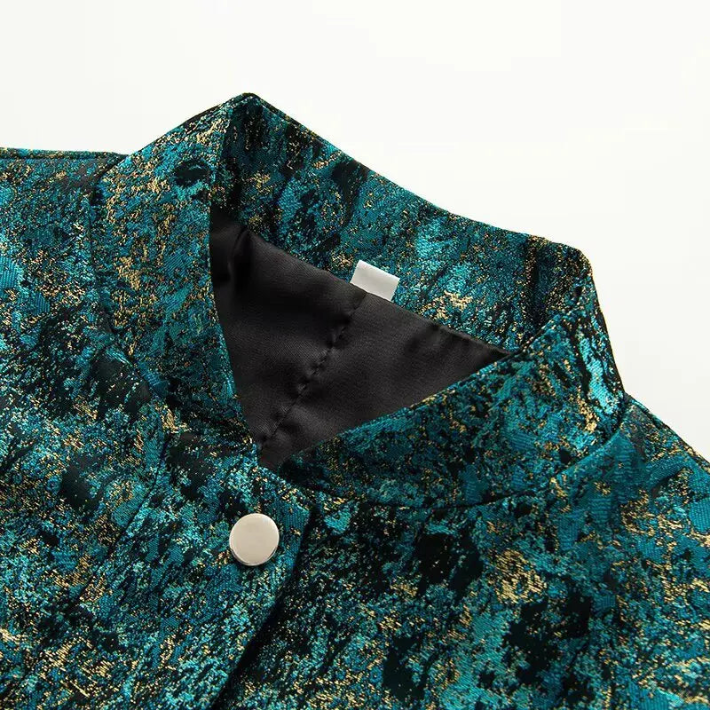 Refined Metallic Thread Texture Coat