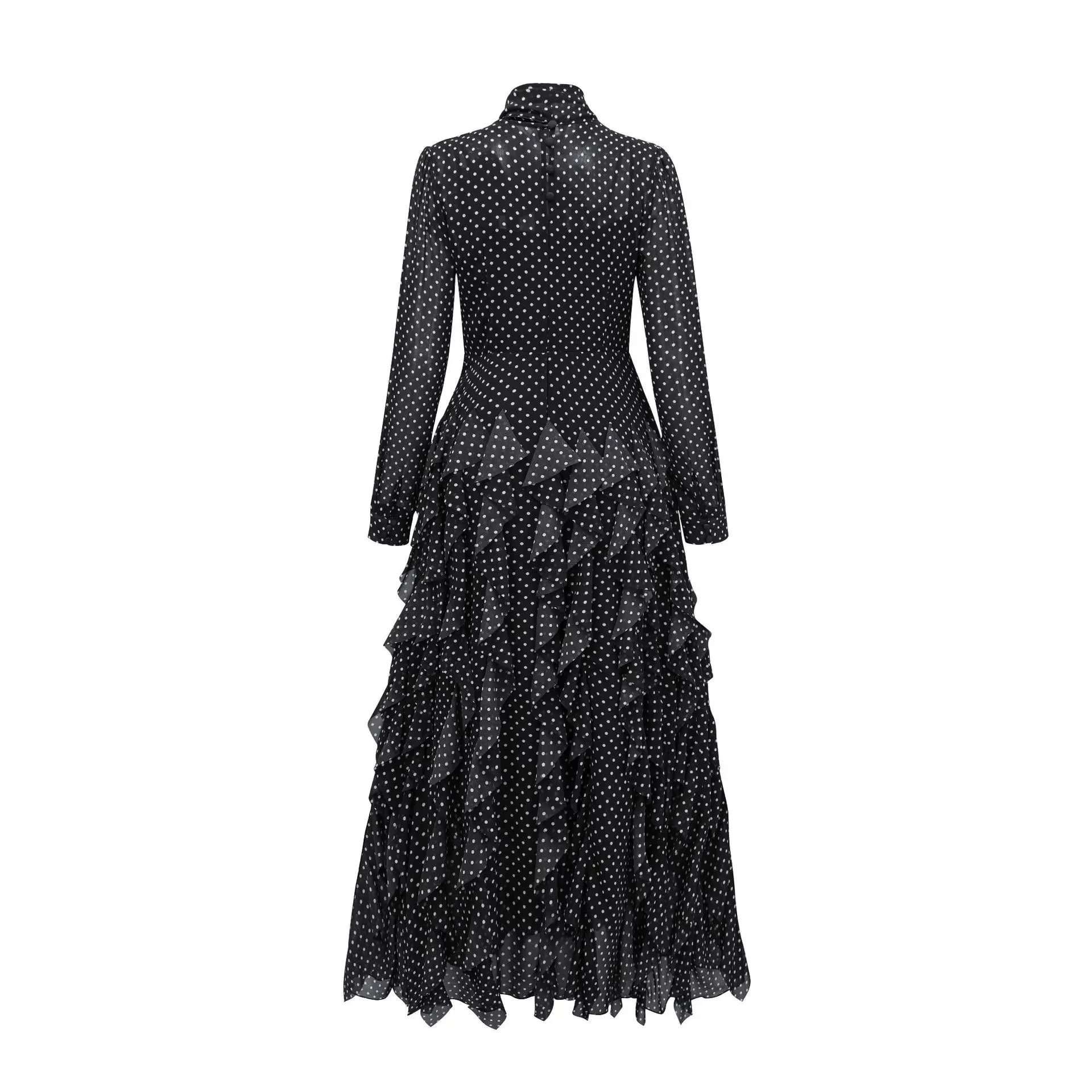 Tierred Dot Long Ball Gown Dress