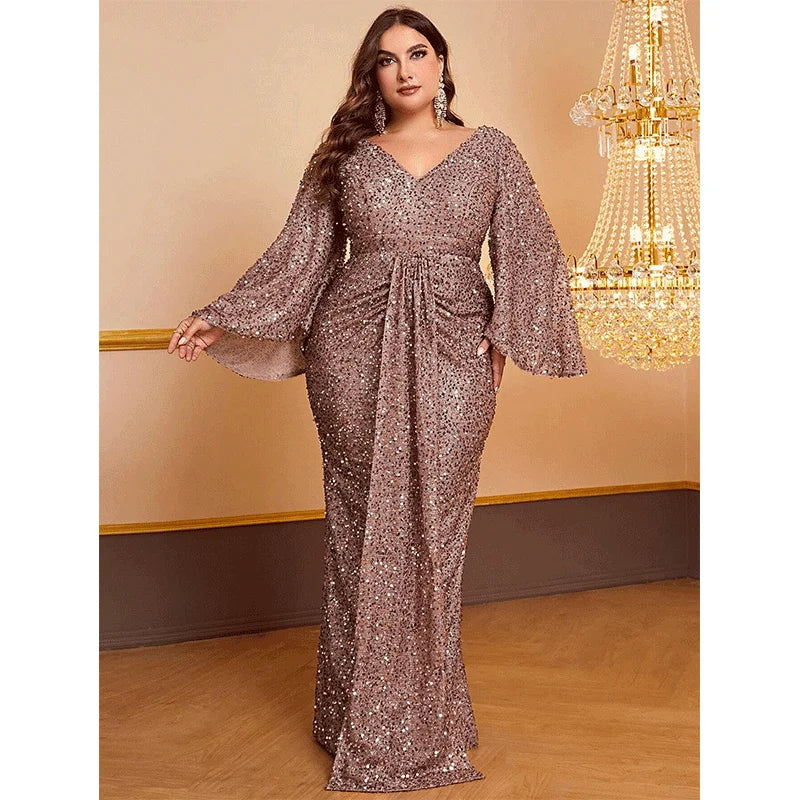 Shiny Sequin Plus Size Women's Party Dress