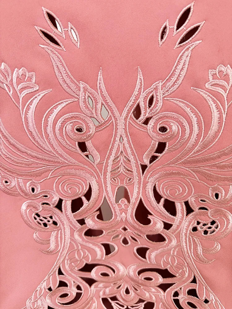 Hollow Out Embroidered Pantsuit