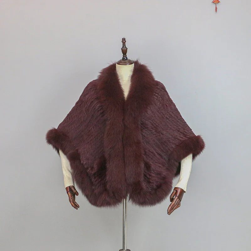 Stylish Knitted Warm Fur Cape