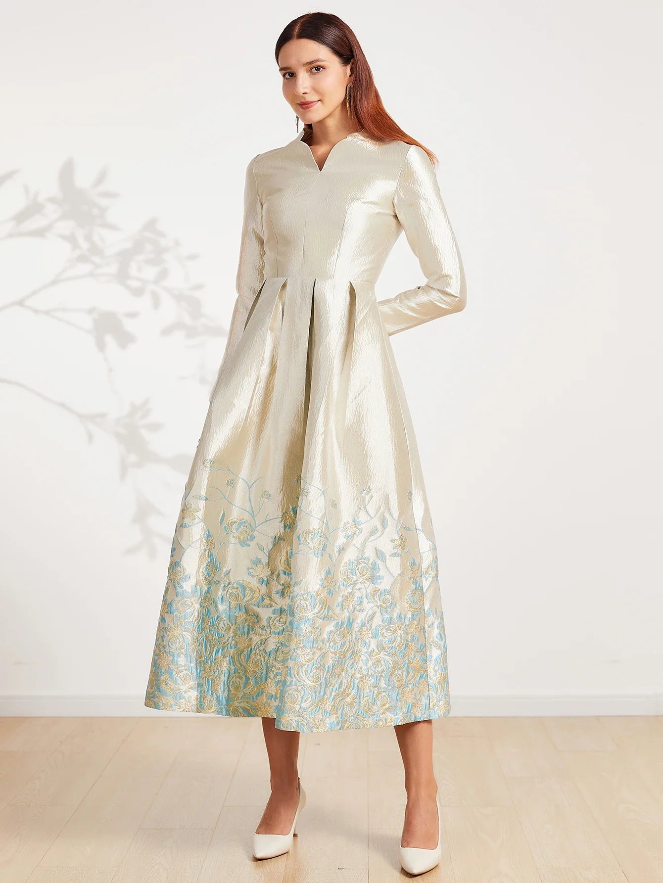 Sophisticated Embroidery Floral Maxi Dress