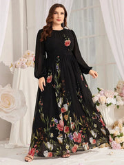 Elegant Fit And Flare Black Maxi Dress