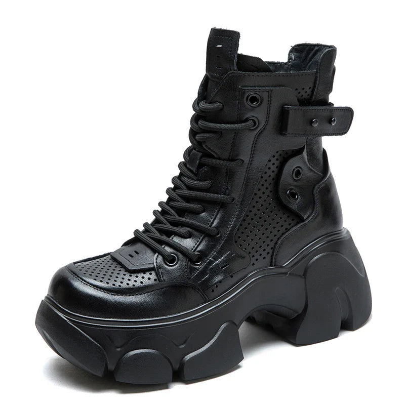Breathable Thick High Heel Platform Boots