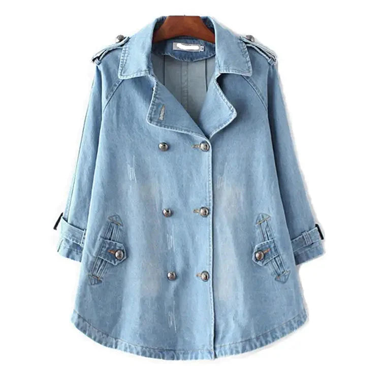 Elegant Cape Style Denim Jeans Coat