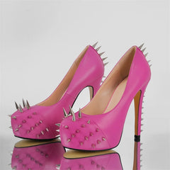 Bold Round Toe Rivet Pumps