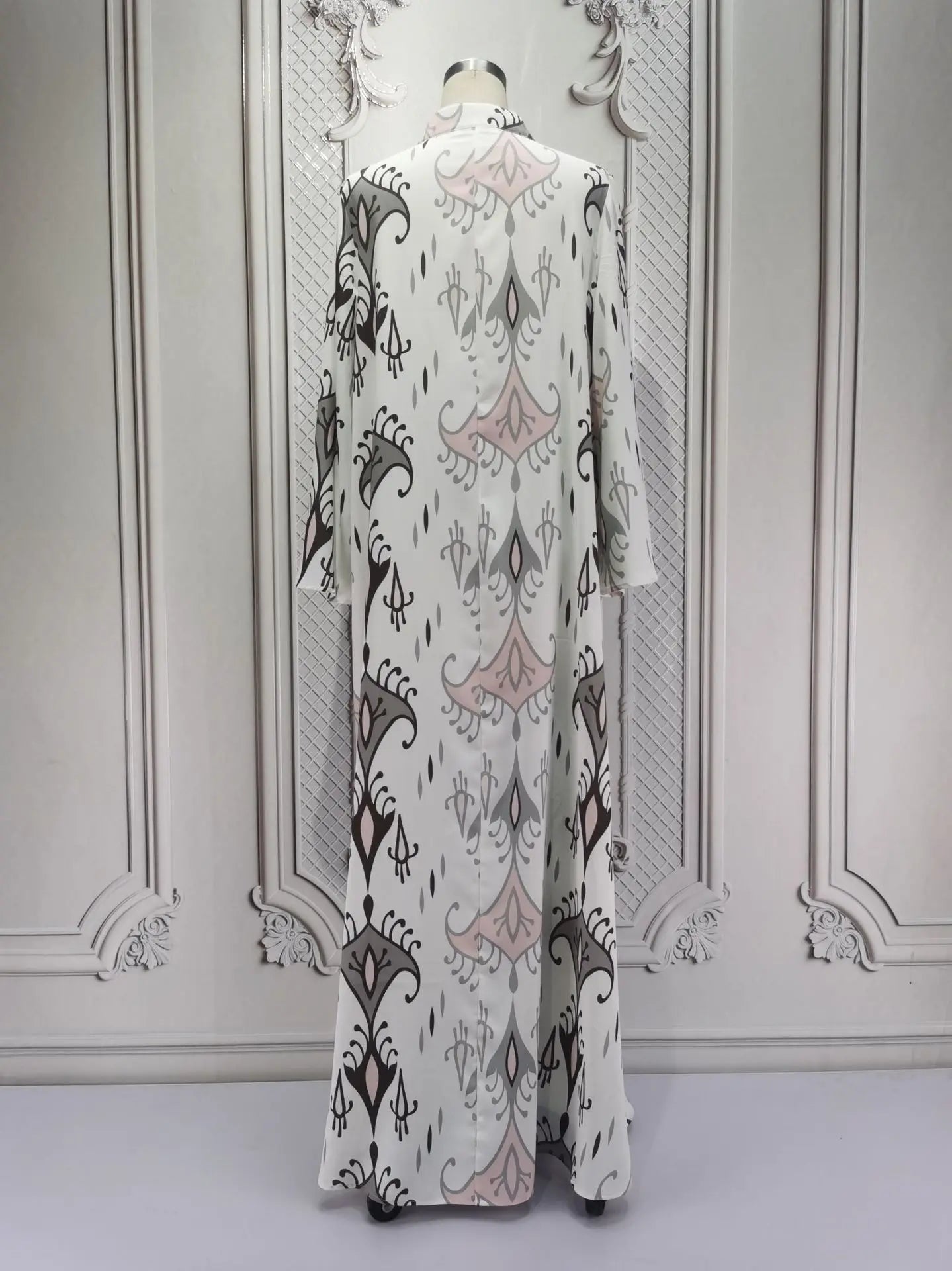 Elegant Printed Tassel Abaya Dress