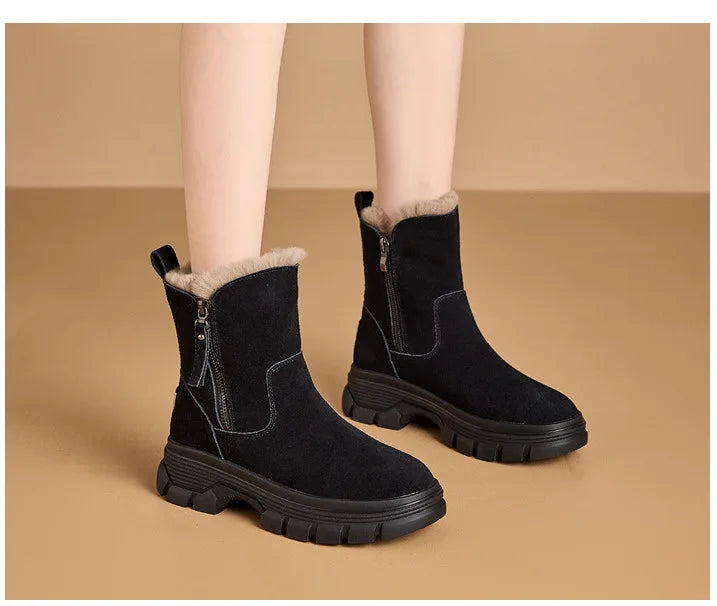 Soft Fur-Lined Wedge Snow Boots