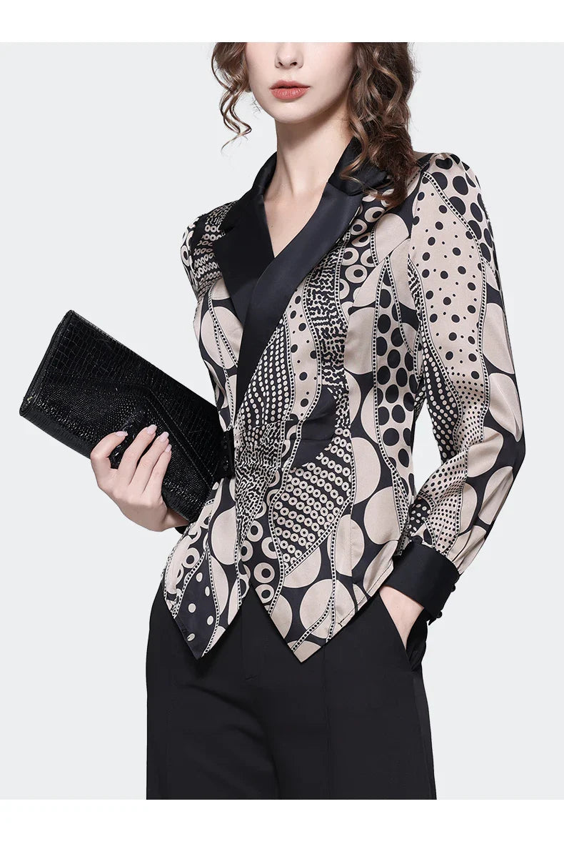 Stylish Satin Polka Dot Slim Top