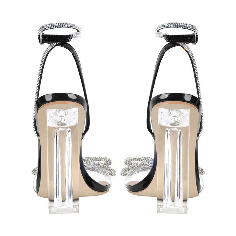 Lucite Clear Ankle Strap Sandals