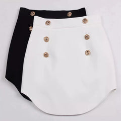 Double Row Button Commuting Short Skirt