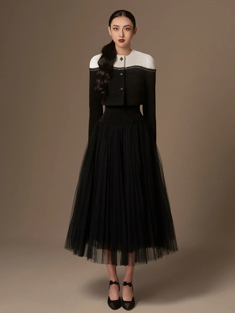 Elegant Tweed 2 Piece Sling Dress