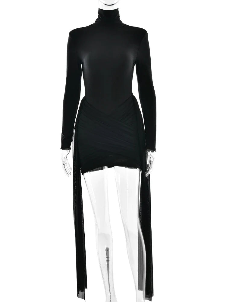 Bandage Zipper High Waist Evening Dress