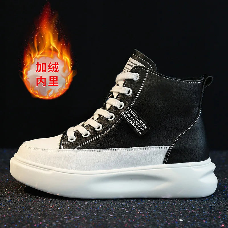 High-Top Leather Platform Sneakers