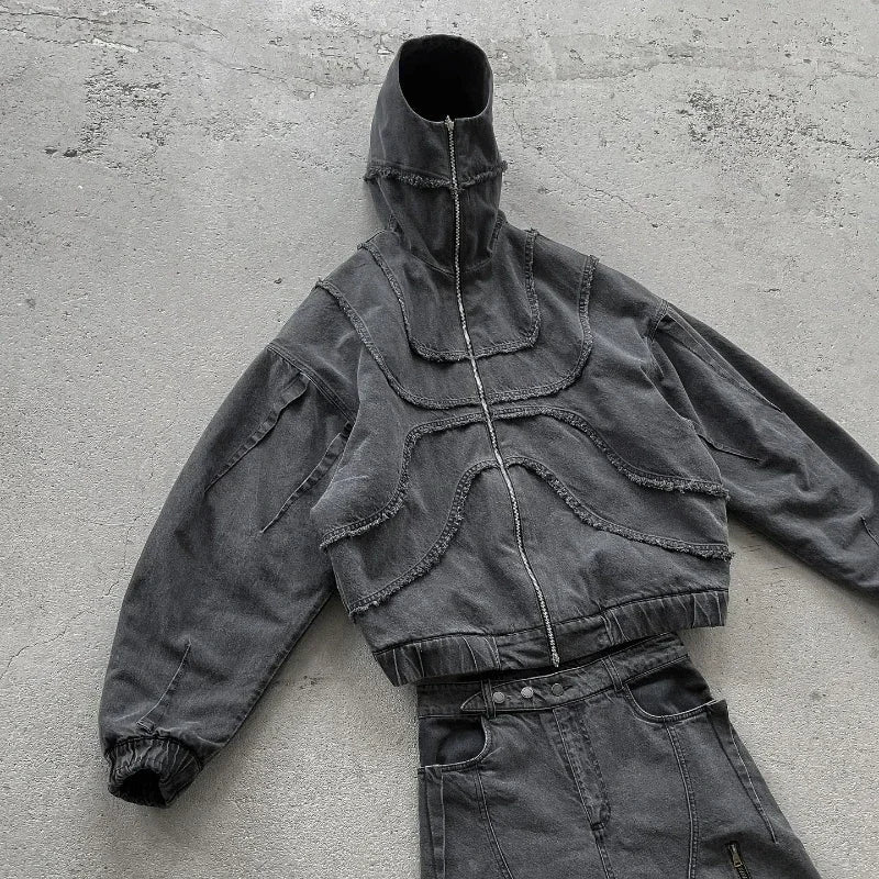 High Street Denim Splicing Hoodie