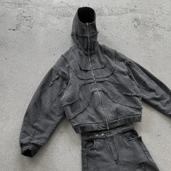 High Street Denim Splicing Hoodie
