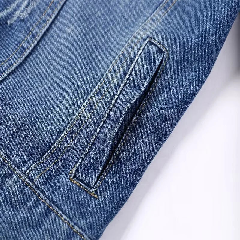 Oversized O-neck Short Denim Jean Jacket
