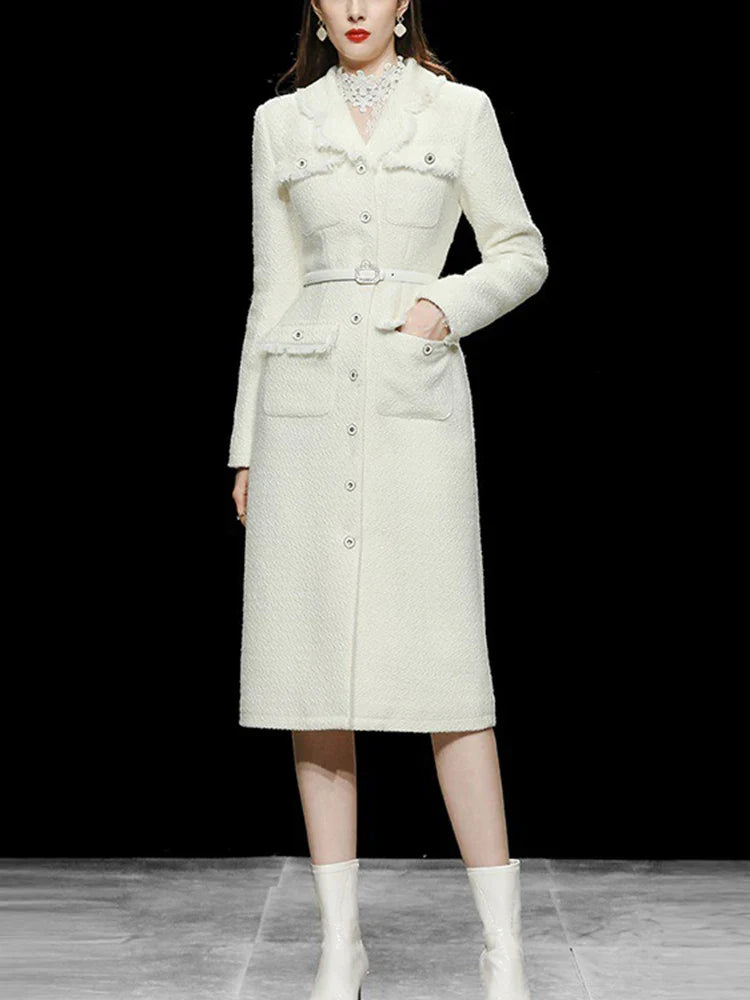 Lapel Tassel Burrs Woolen Coat
