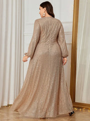Plus Size V-Neck Formal Maxi Dress