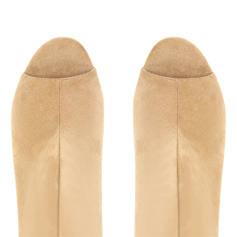 Stylish Flock Peep-Toe Boots