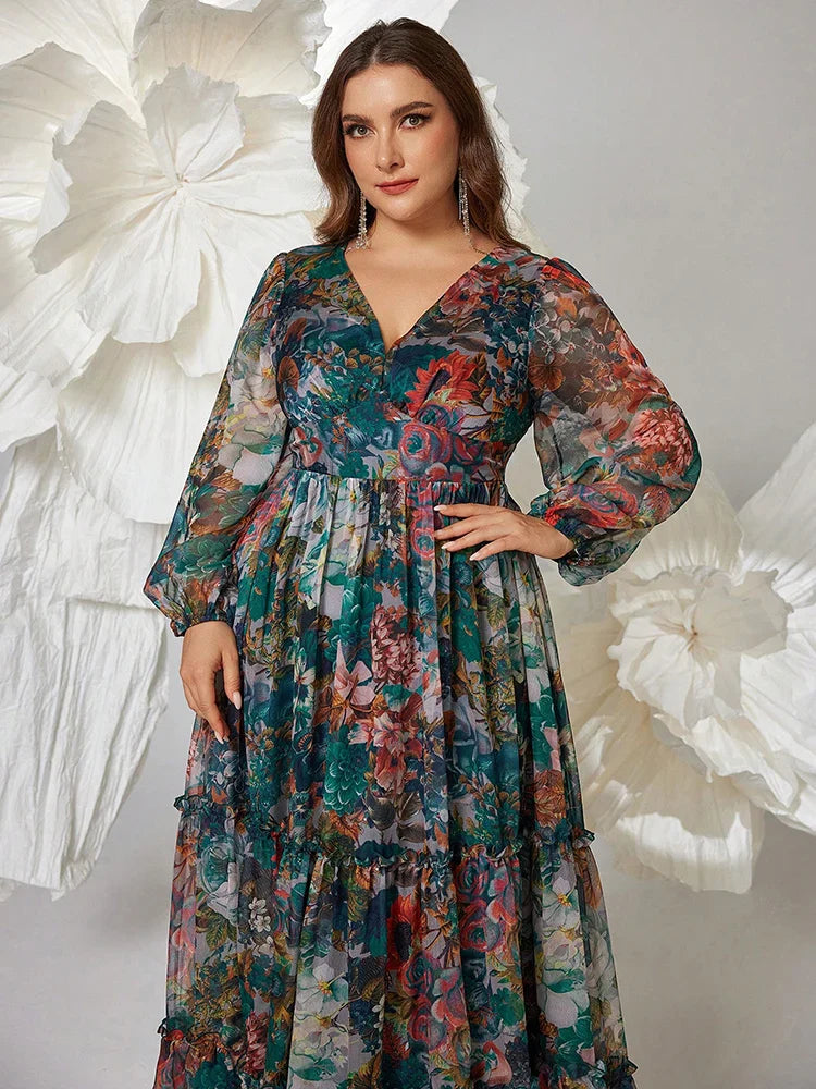 Glamorous Floral V-Neck Maxi Dress