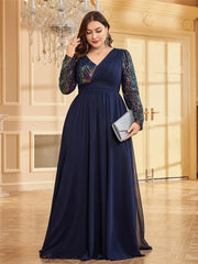 Chiffon Sequin Plus Size Women's Cocktail Party Gown