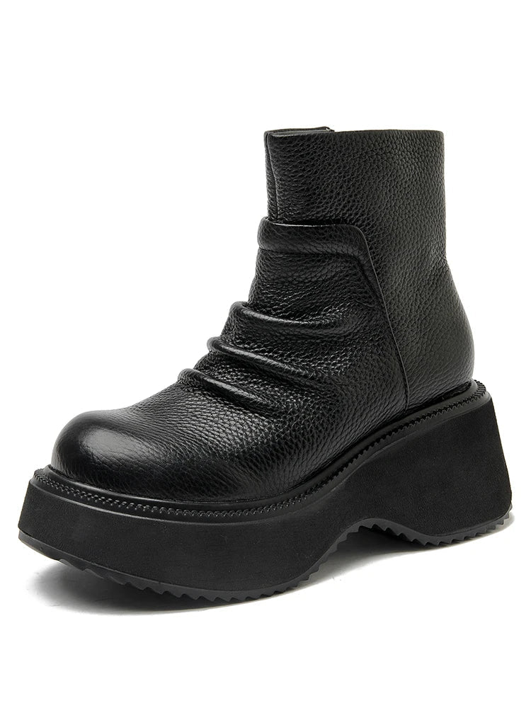 British Moccasins Wedge Ankle Boots