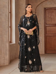 Mesh Round Neck Sequin Dress