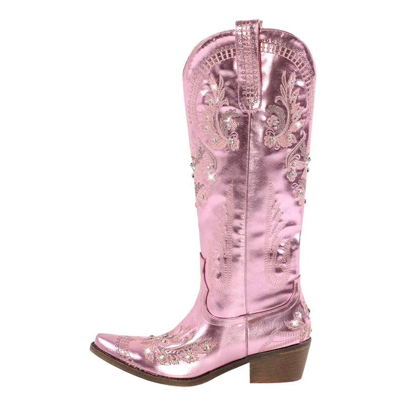 Pull-On Pointed Toe Western Long Boots
