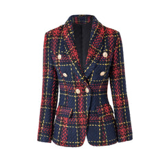 Plaid Woolen Slim Fit Blazer