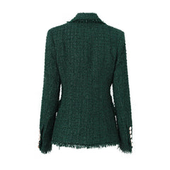 Tassel Woolen Tweed Slim Blazer