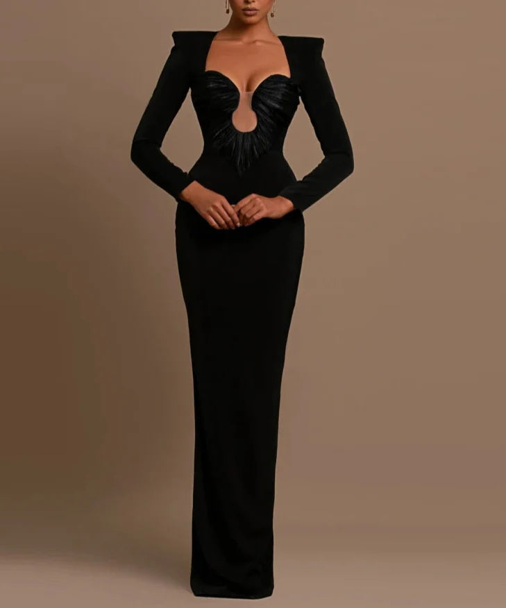 Folds Low Cut Maxi Dress