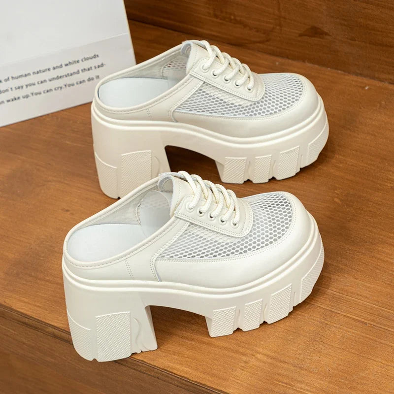 Breathable Mesh Platform High Heels